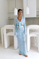 Terra Crochet Maxi Skirt Blue