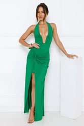 Up To Mischief Halter Maxi Dress Green