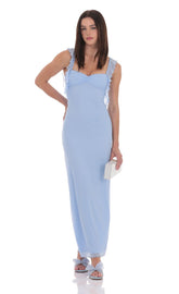 Tassel Strap Maxi Dress in Light Blue