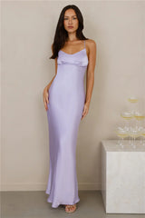 The Samara Satin Maxi Dress Lilac
