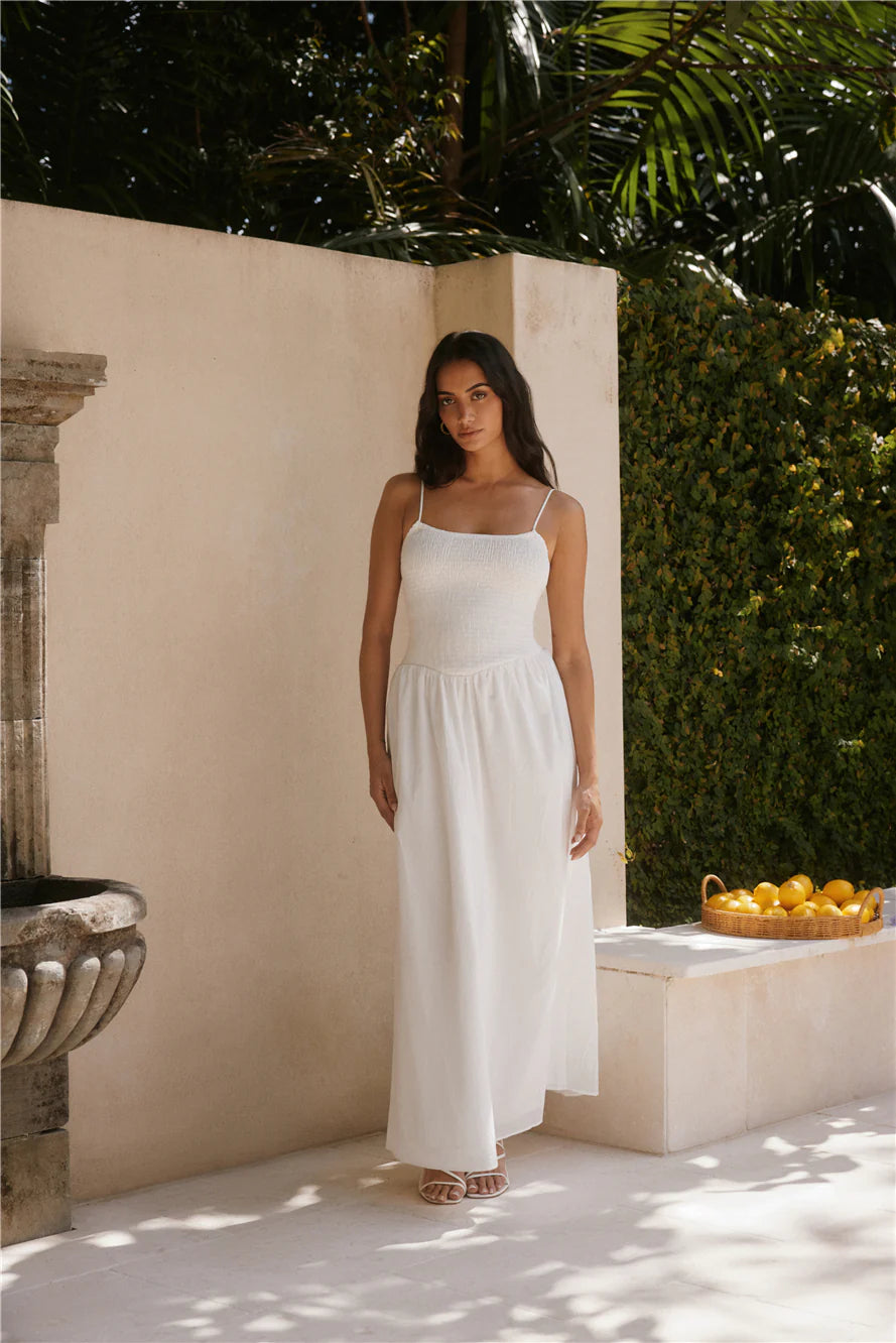 Whispering Willow Maxi Dress White