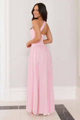 Sunset Waves One Shoulder Maxi Dress Pink