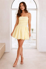 Upon A Cloud Strapless Mini Dress Yellow