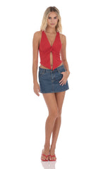 V-Neck Twist Top in Red