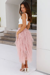 Twirl This Way Tulle Midi Skirt Pink