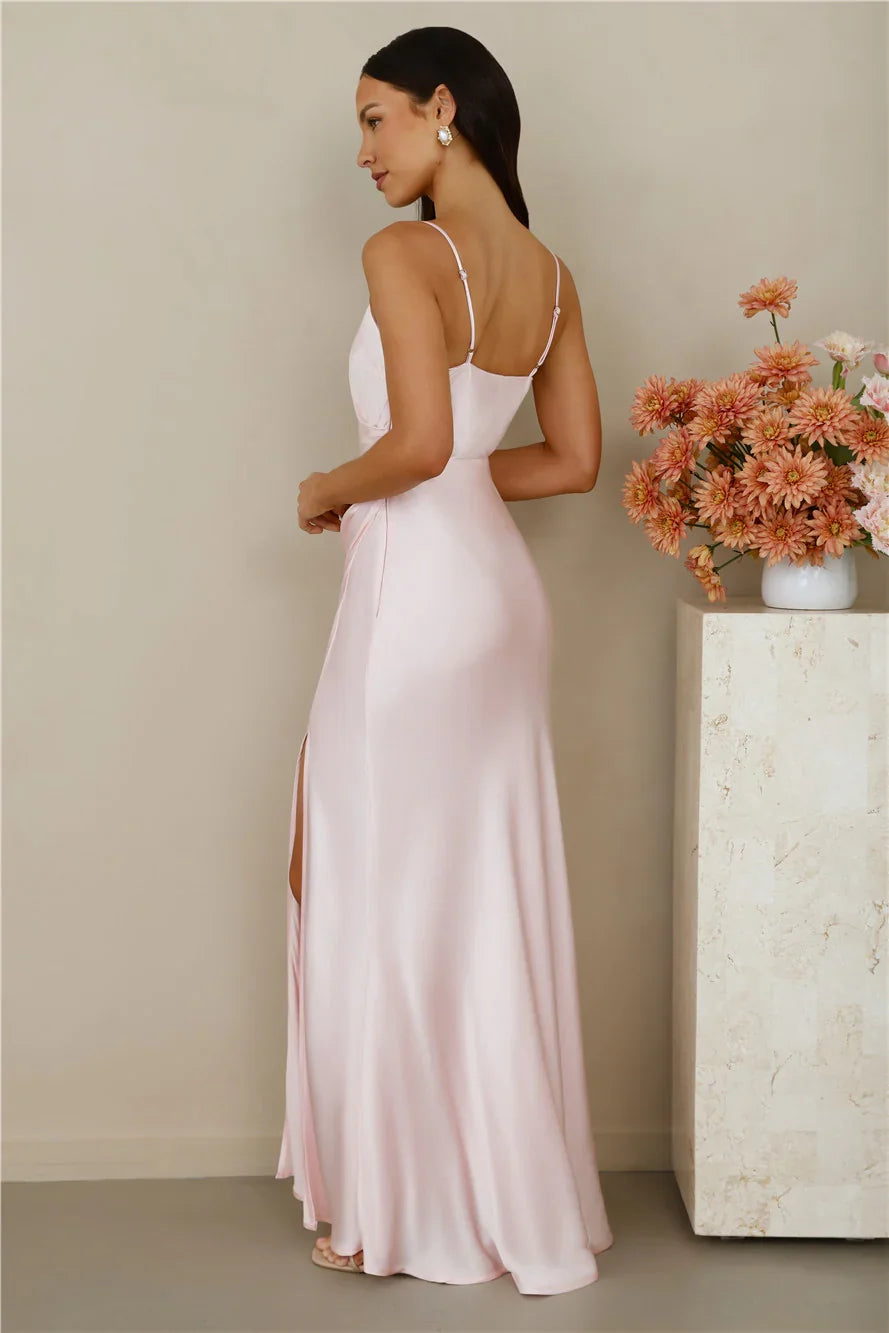 The Violetta Satin Maxi Dress Pink