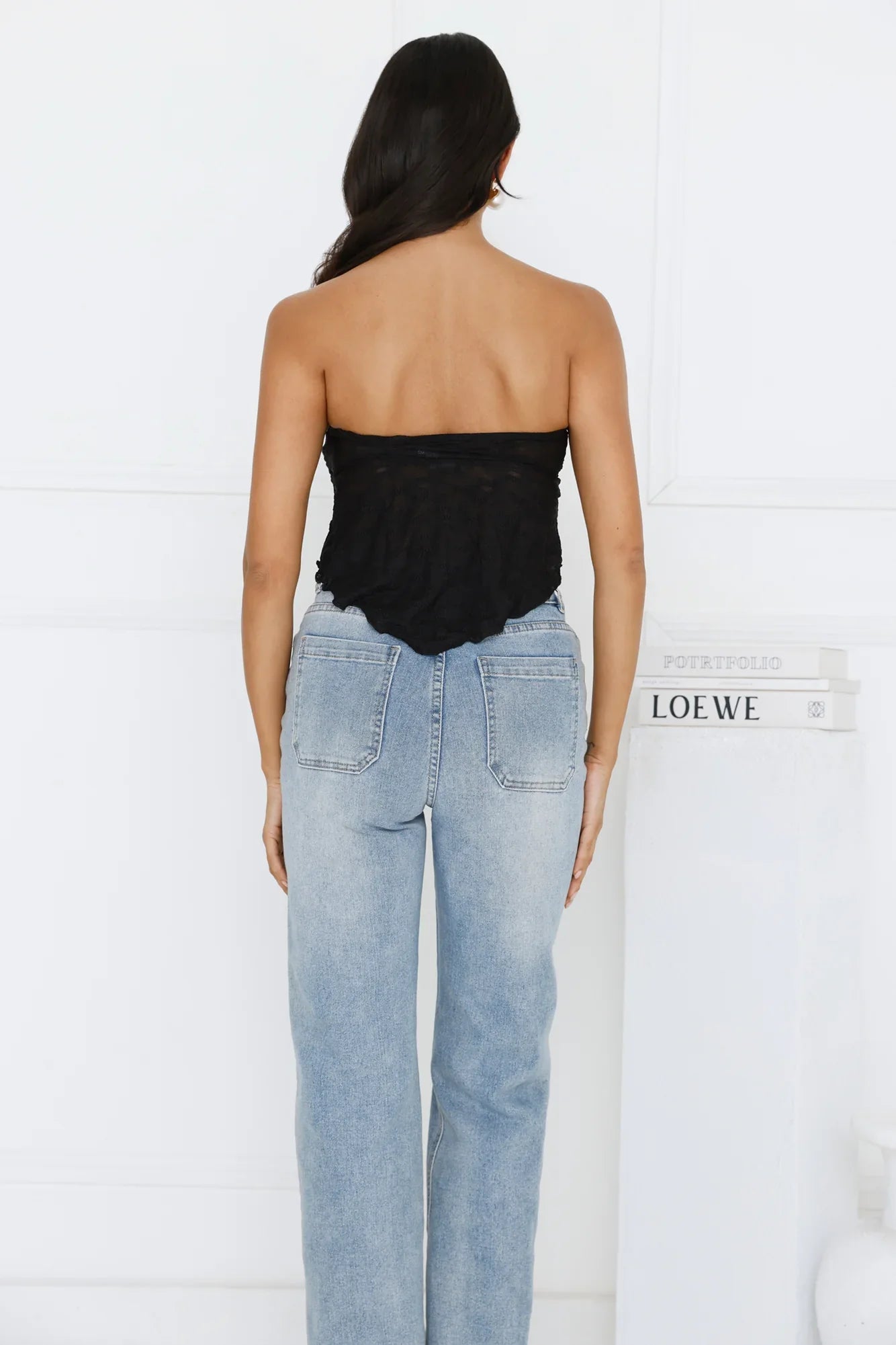 Sweet Berry Strapless Crop Top Black